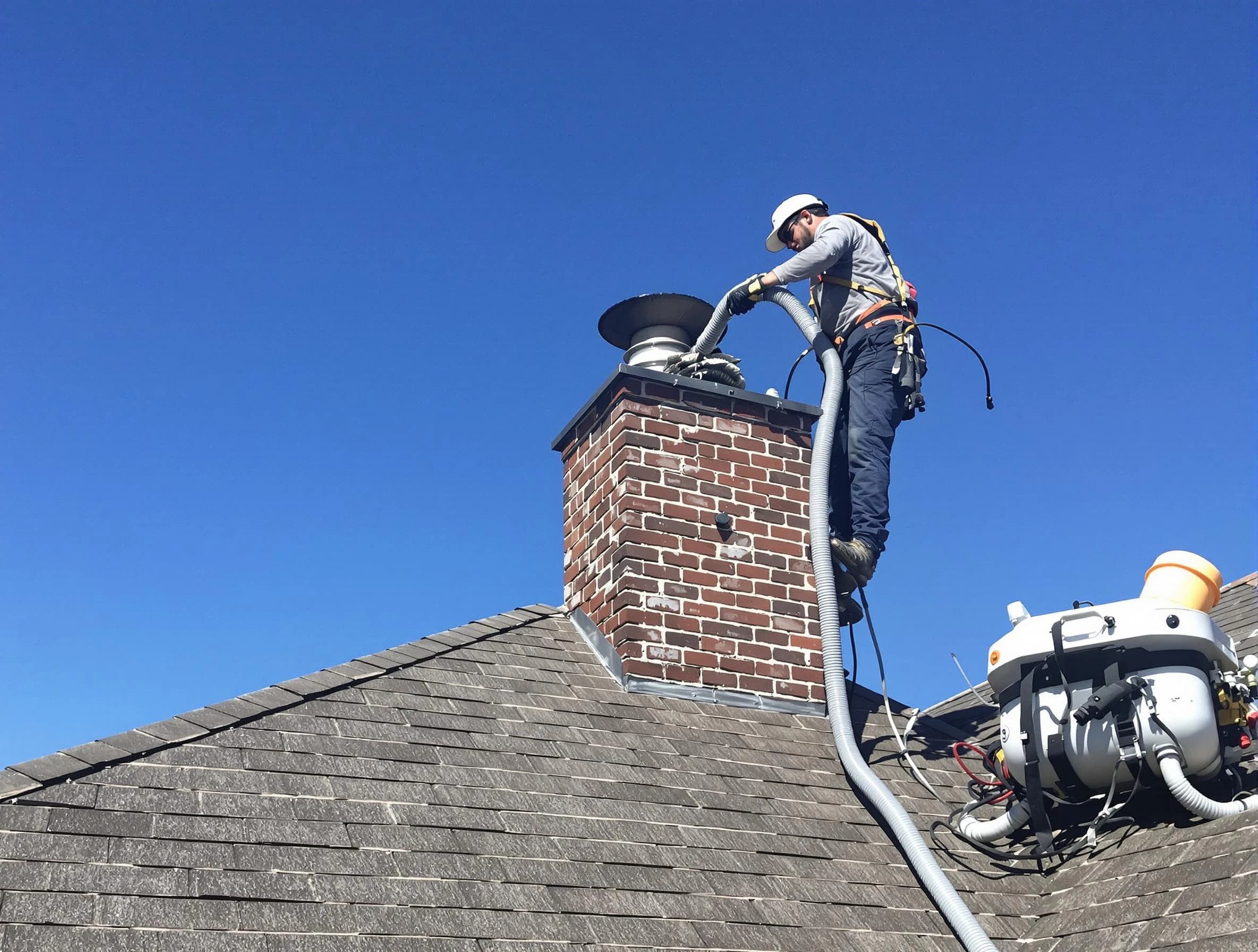 Dedicated Moon Chimney Sweep team member cleaning a chimney in Moon, PA