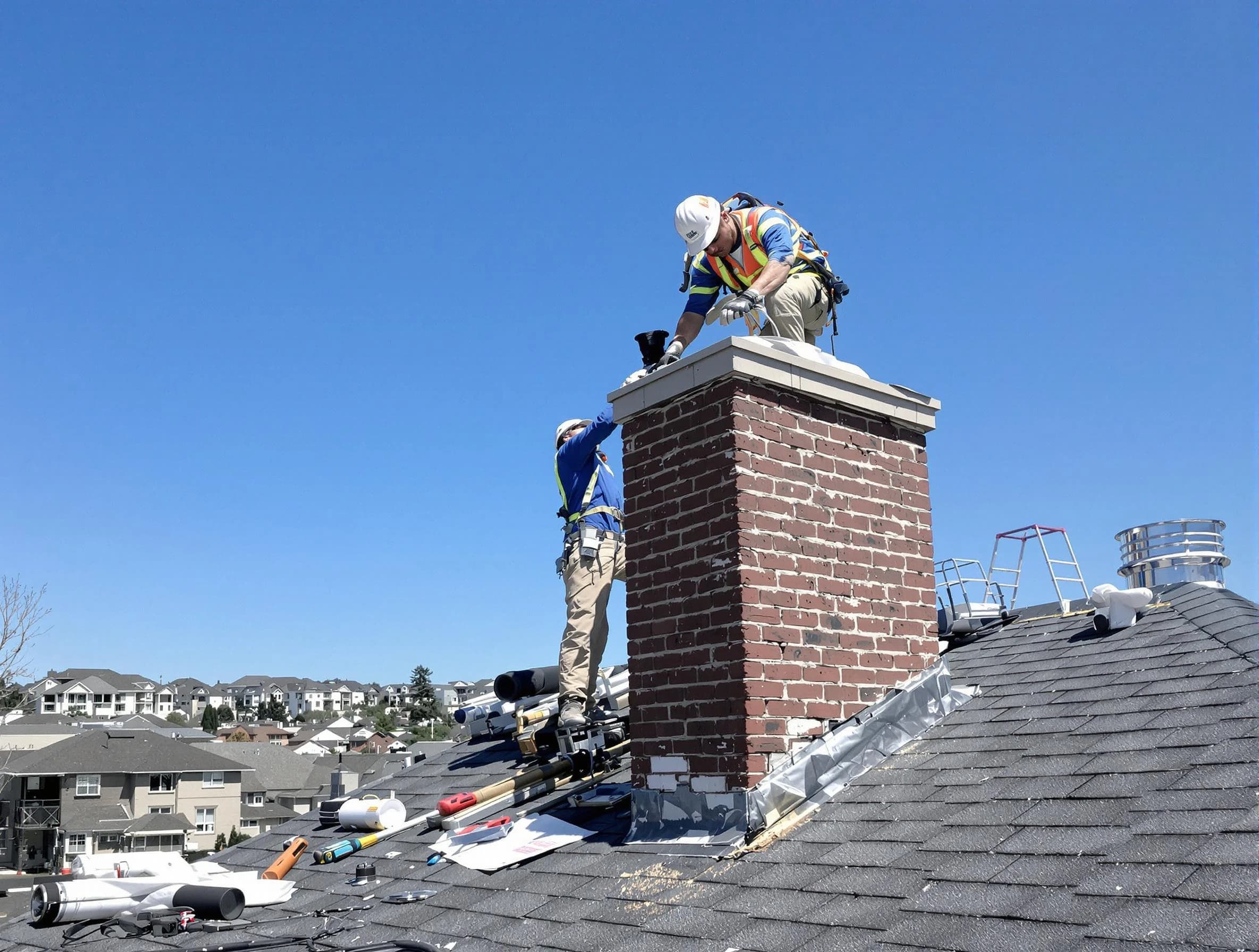 Moon Chimney Sweep repairing a chimney crown in Moon, PA