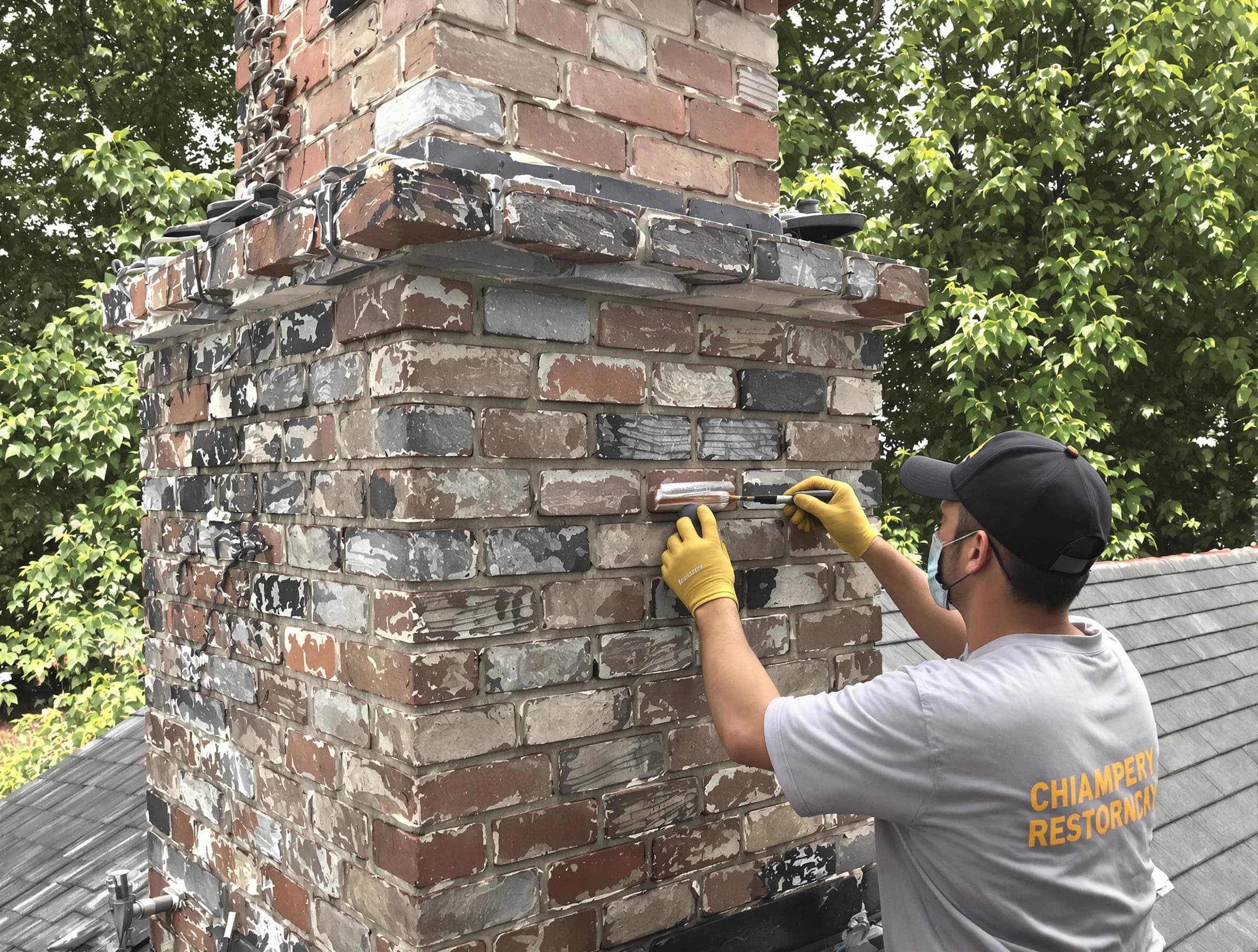 In-progress chimney restoration by Moon Chimney Sweep in Moon, PA