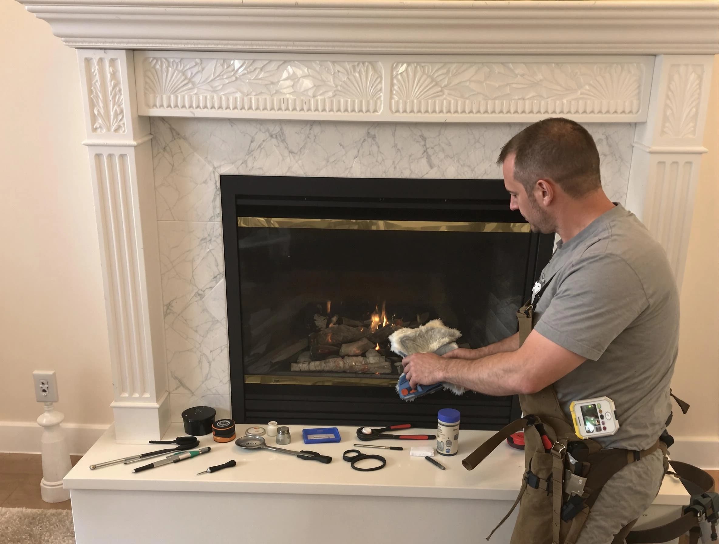 Moon Chimney Sweep performing fireplace maintenance in Moon, PA