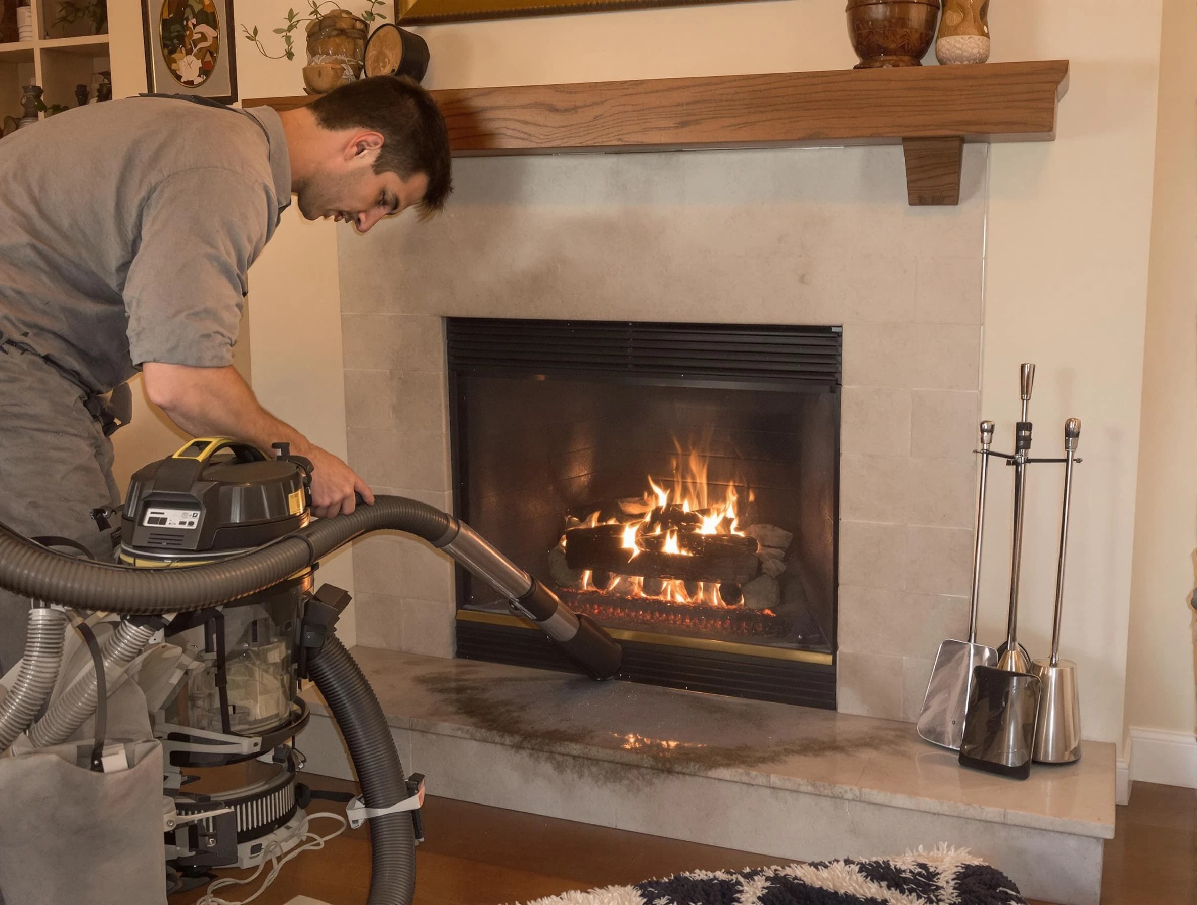 Routine fireplace upkeep by Moon Chimney Sweep in Moon, PA