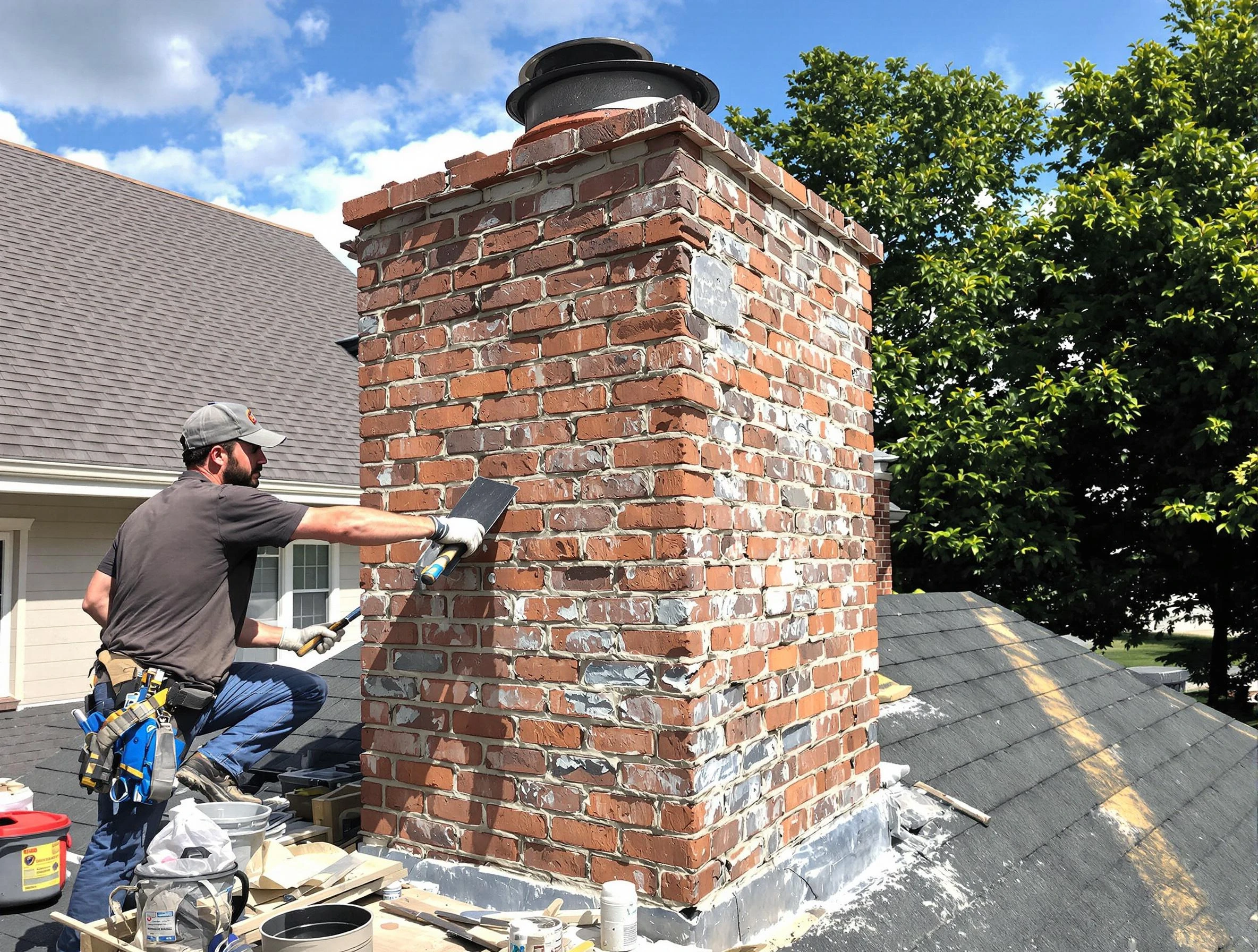 Completed chimney rebuild by Moon Chimney Sweep in Moon, PA