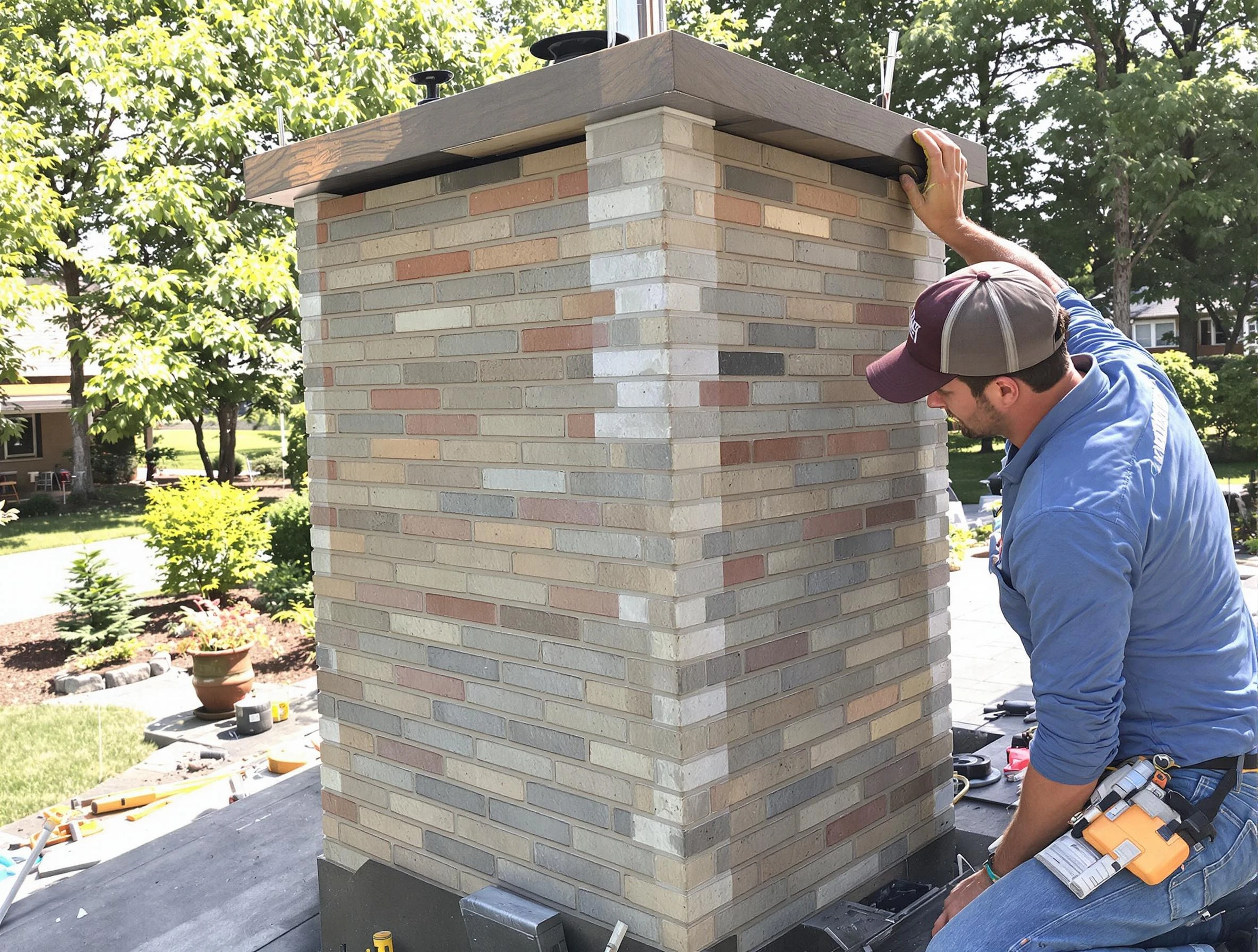 Moon Chimney Sweep completing a modern chimney remodel in Moon, PA