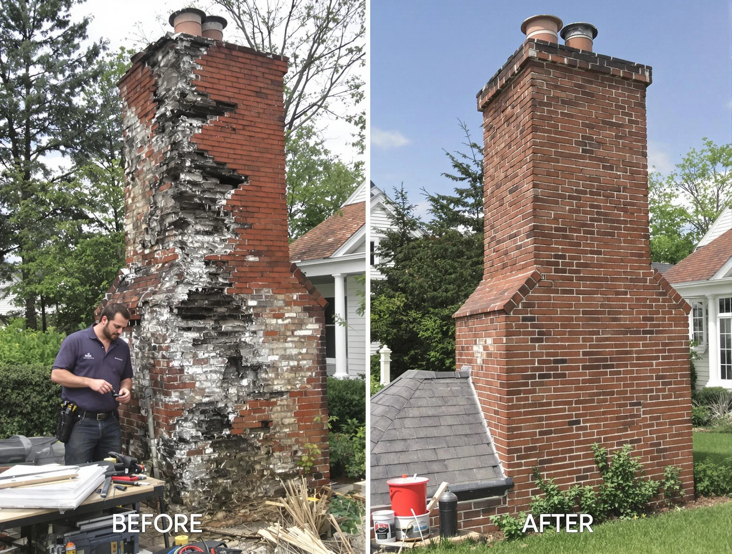 Moon Chimney Sweep performing a full chimney restoration in Moon, PA