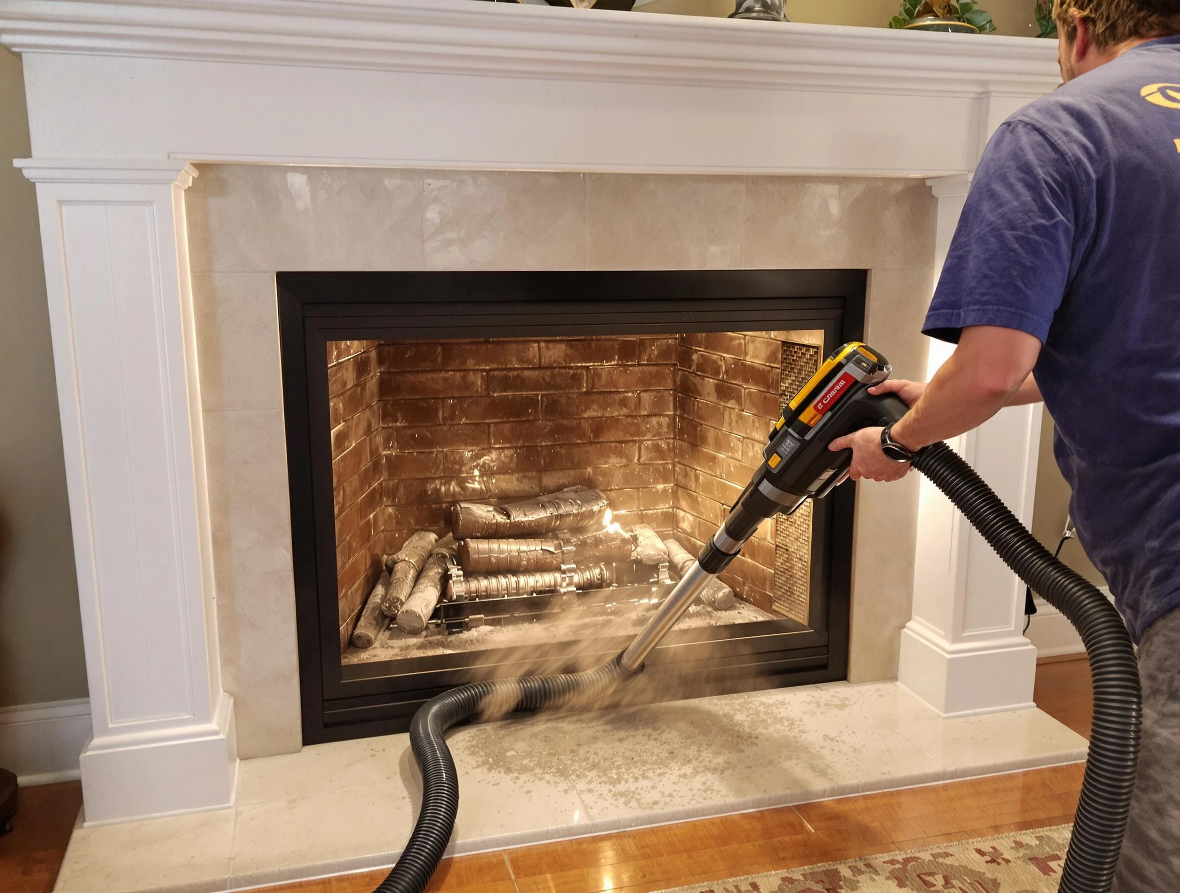 Fireplace cleaning performed by Moon Chimney Sweep in Moon, PA